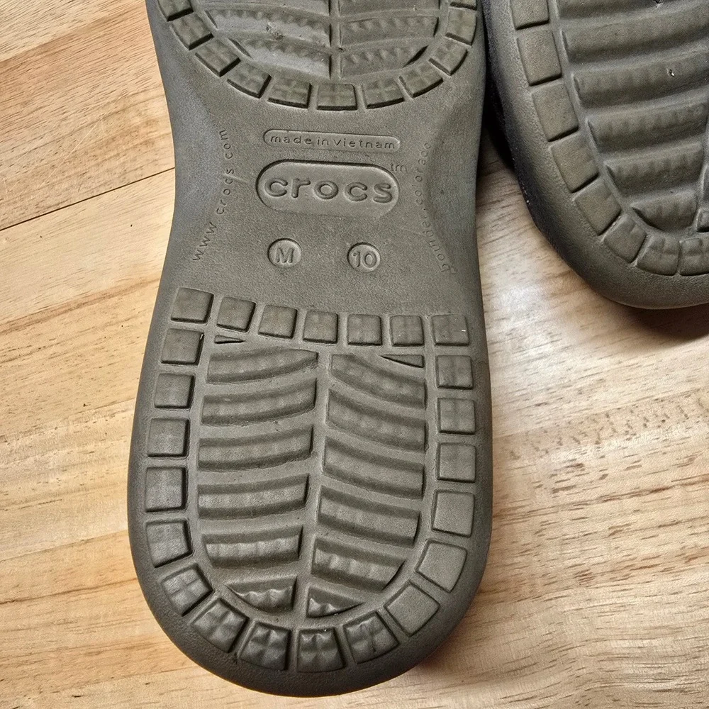 Crocs Santa Cruz Loafers Mens 10 Charcoal Grey Canvas Slip On Casual 202056